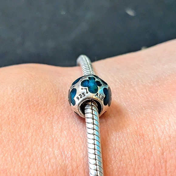 Pandora Butterfly Silver Charm with Green Glass Inlay - Picture 1 of 4